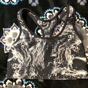 Champion classic sports bra in black marble, sz: s